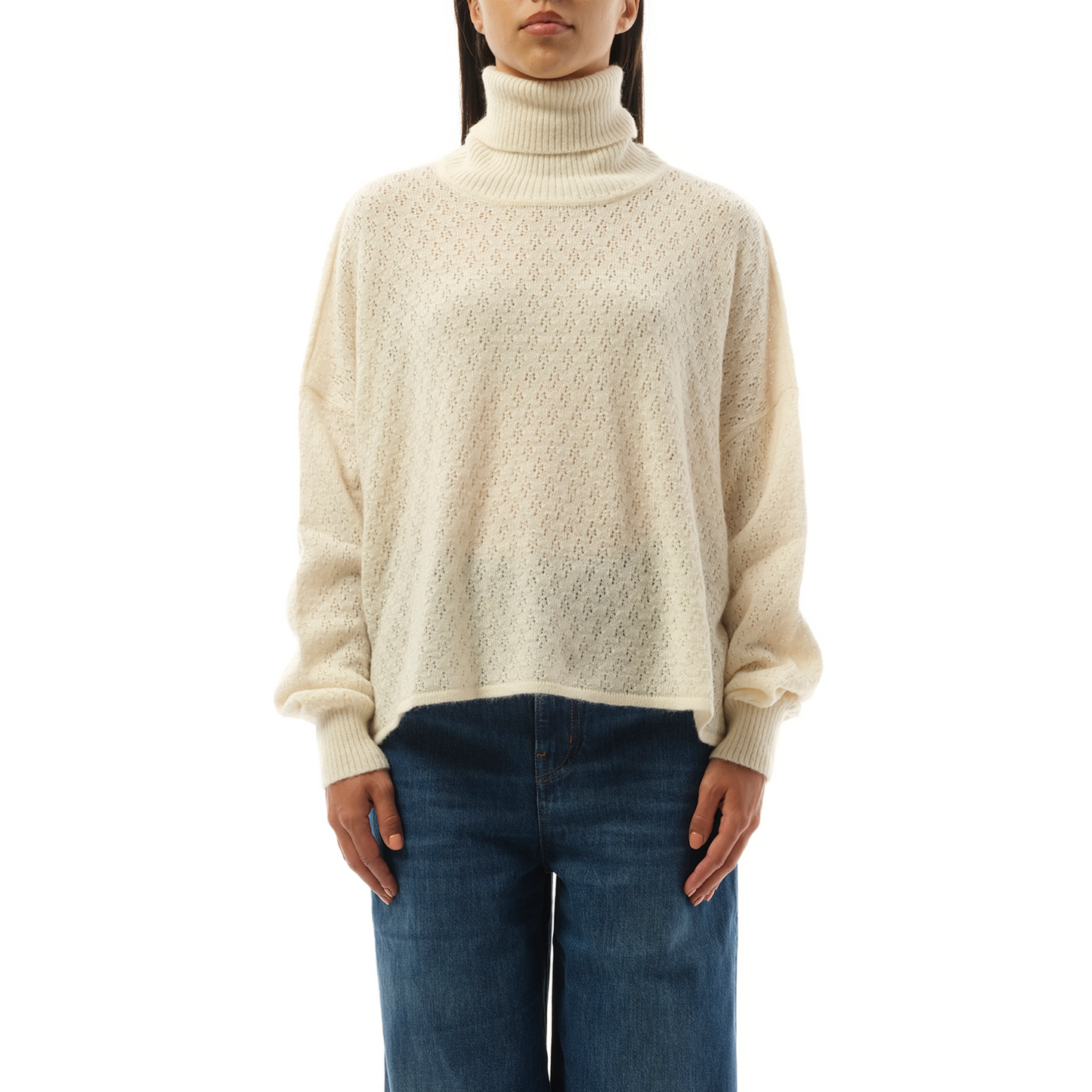 Fluffy Pointelle Sweater in Iconic Milk