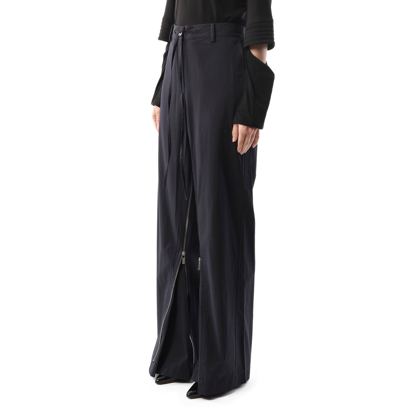 Gusset Wide Leg Pants in Navy