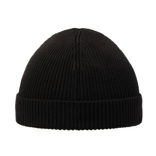 Classic Logo Short Beanie in Black/Off White