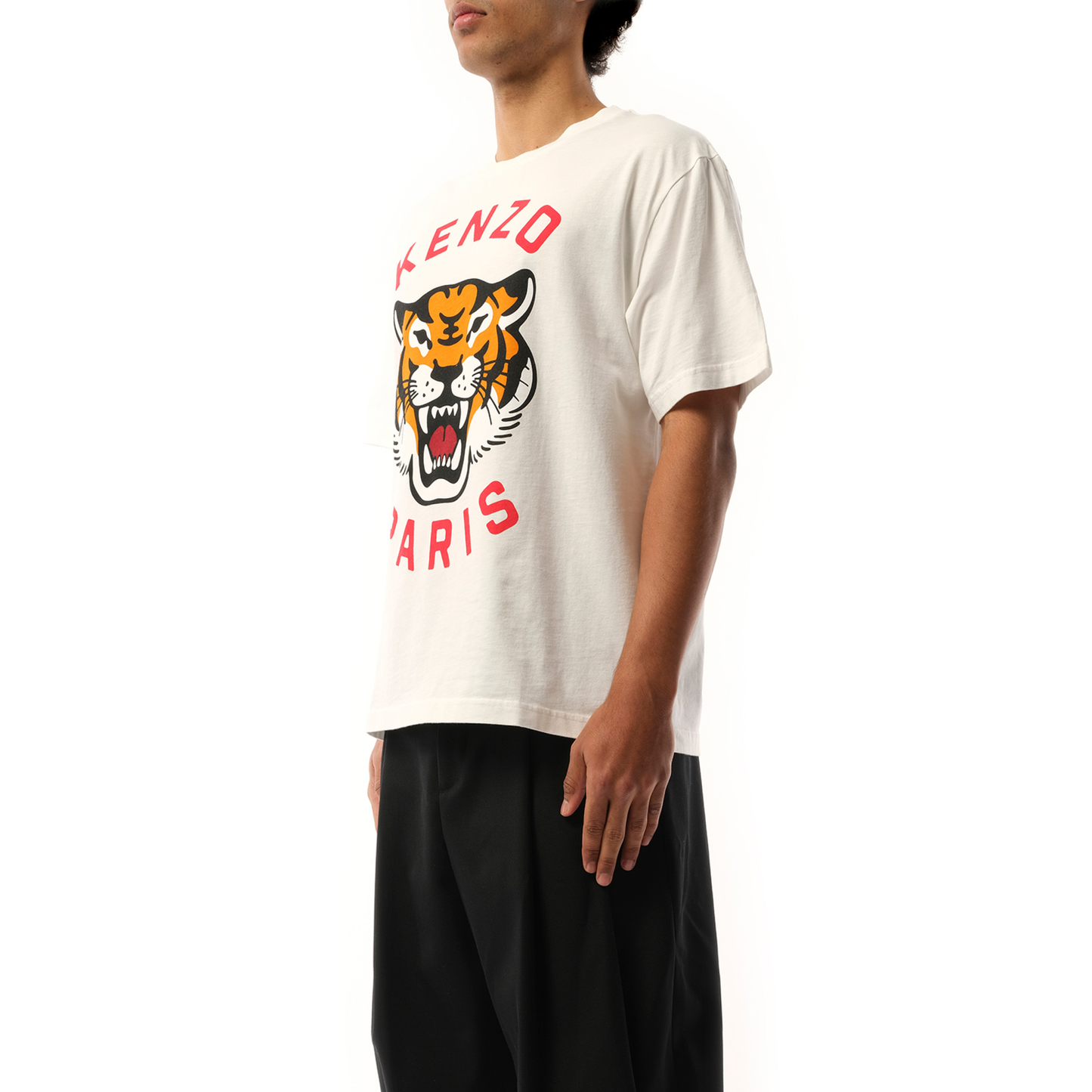 Lucky Tiger Oversize T-Shirt in Off White