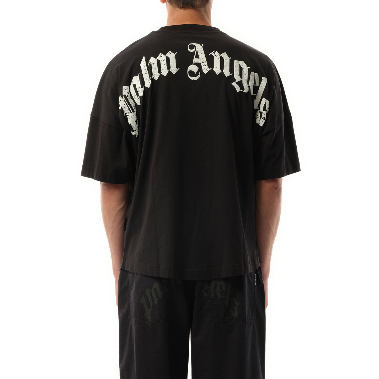 Back Curved Logo Over T-Shirt in Black/Off White