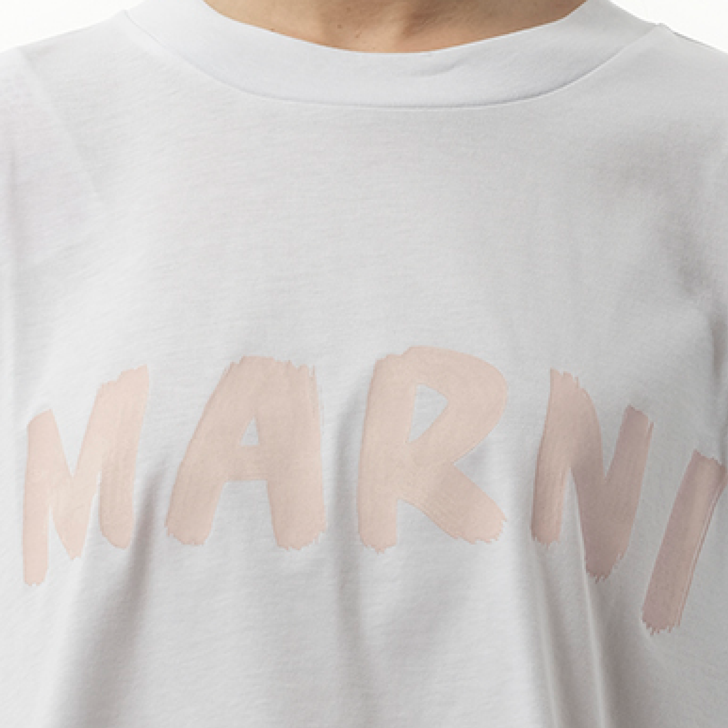 Cropped Logo T-Shirt in Lily White/Pink