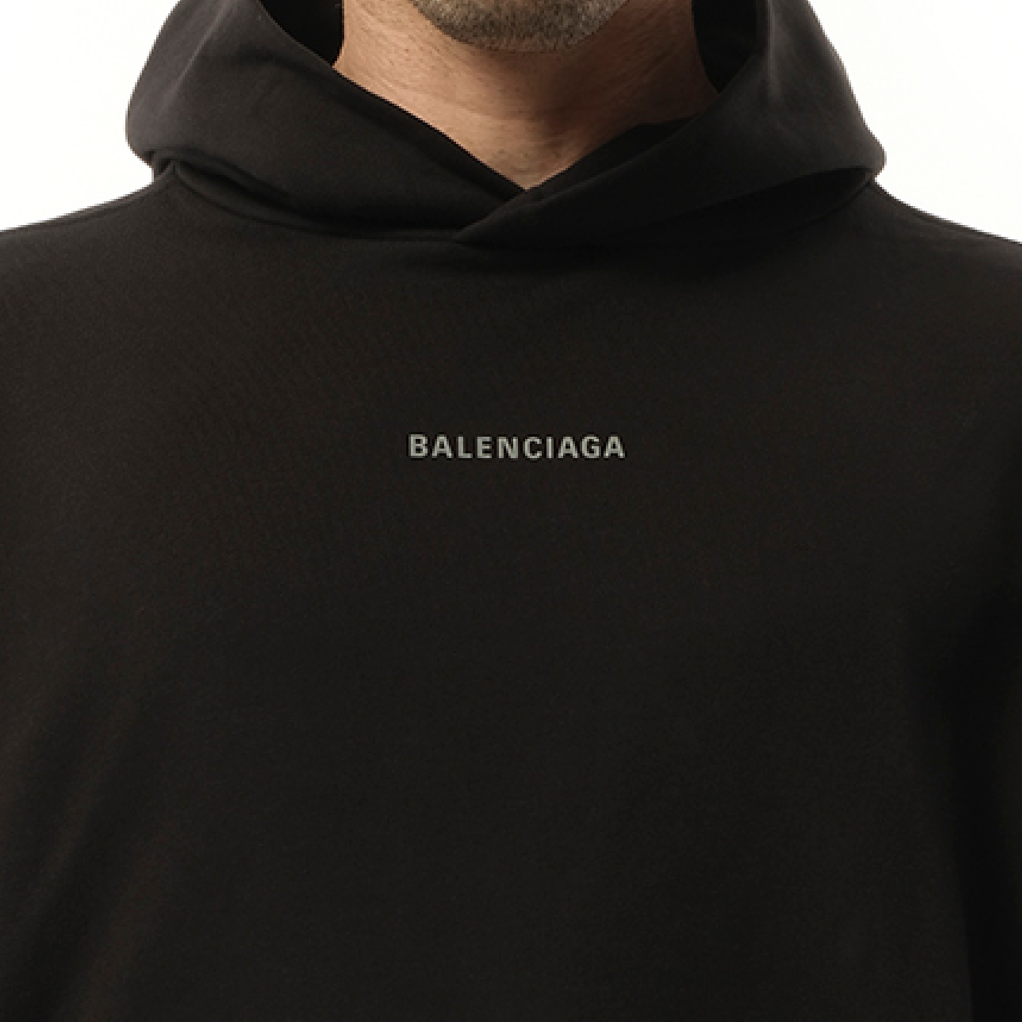 Reflective Logo Medium Fit Hoodie in Faded Black