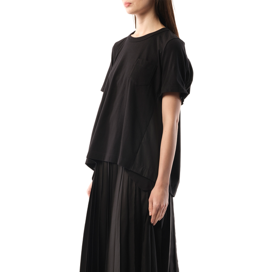 Cotton Poplin x Cotton Jersey T-Shirt in Black