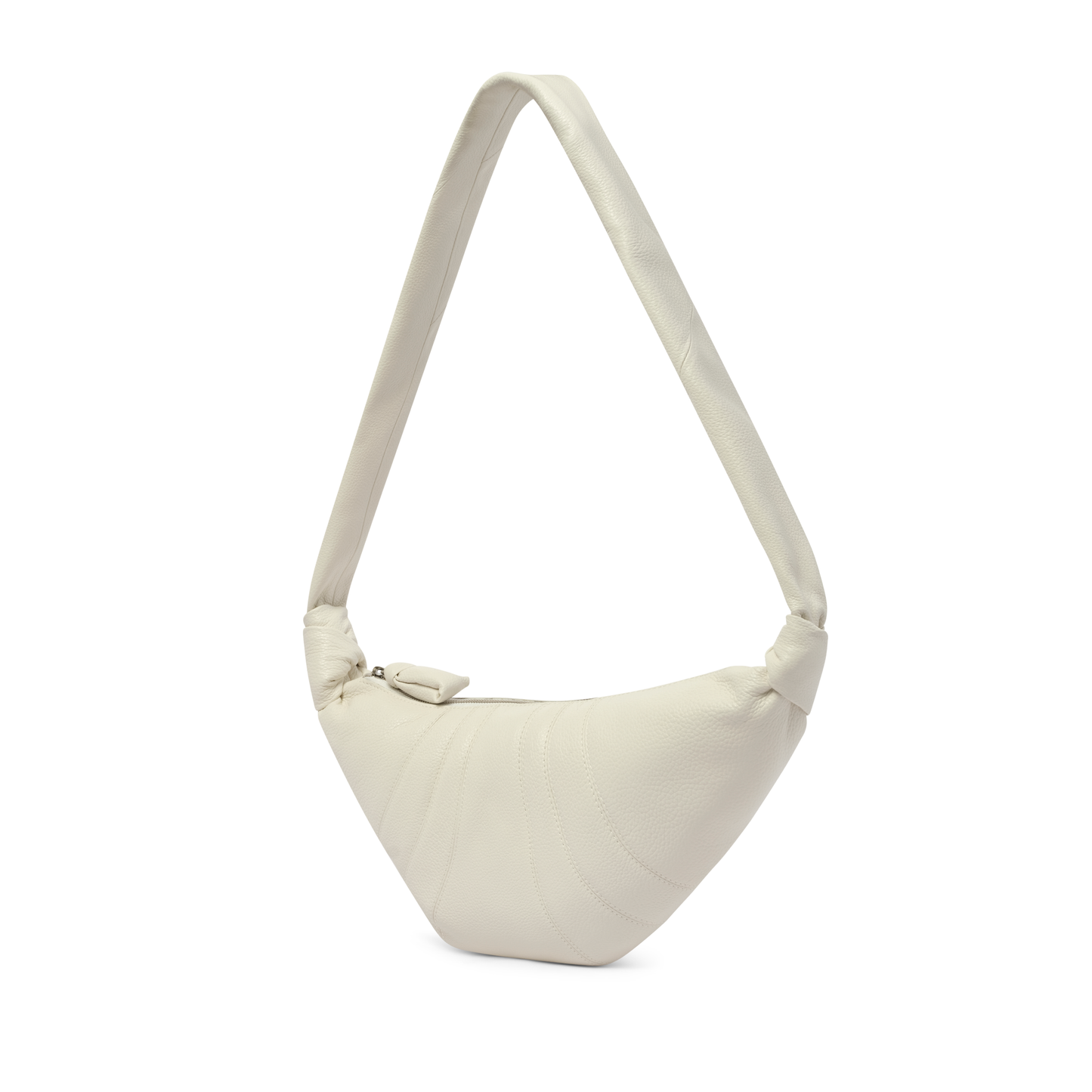 Cowhide Small Croissant Bag in Chalk