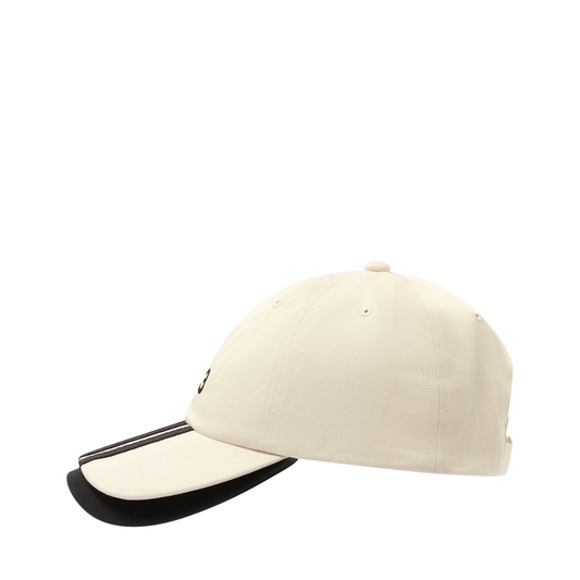 Folded 3 Stripe Cap in White