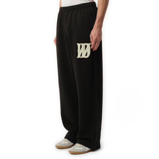 Boucle Letter Logo Wide Pants in Black