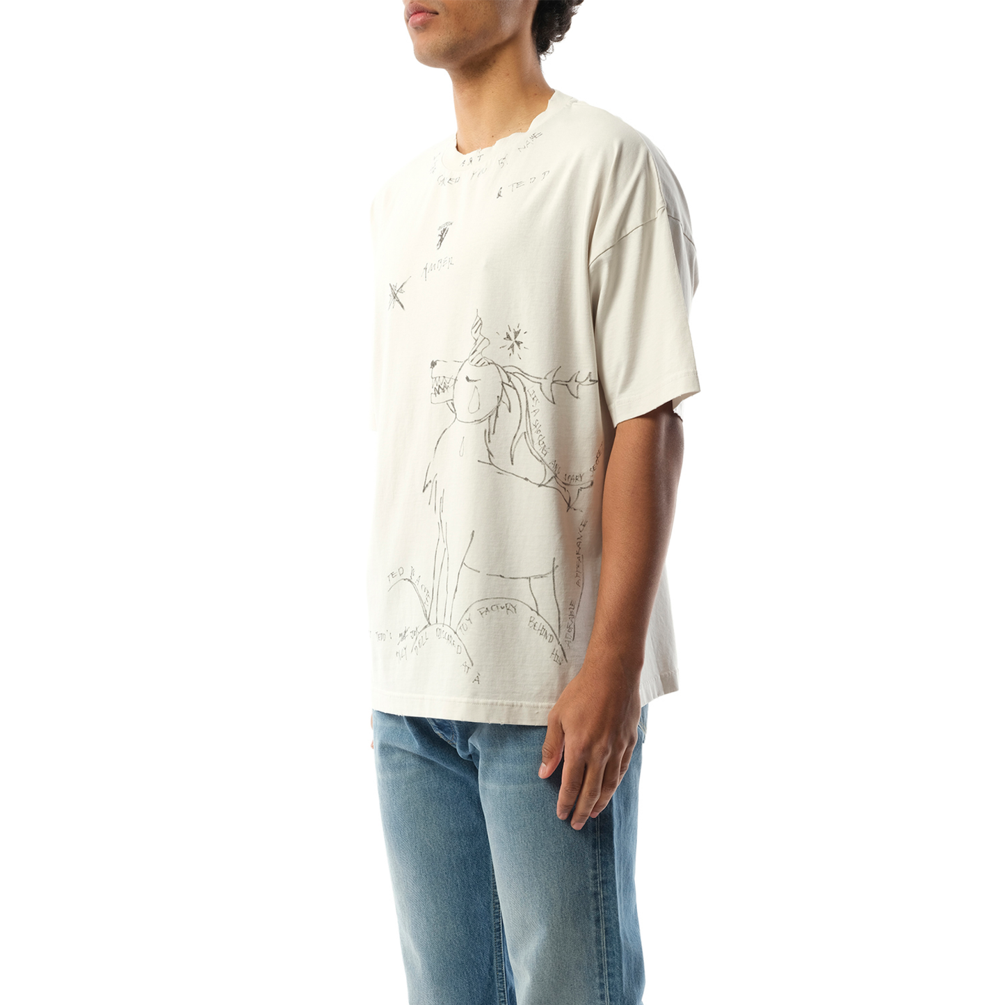 Dyed Print Short-Sleeved T-Shirt in Ivory