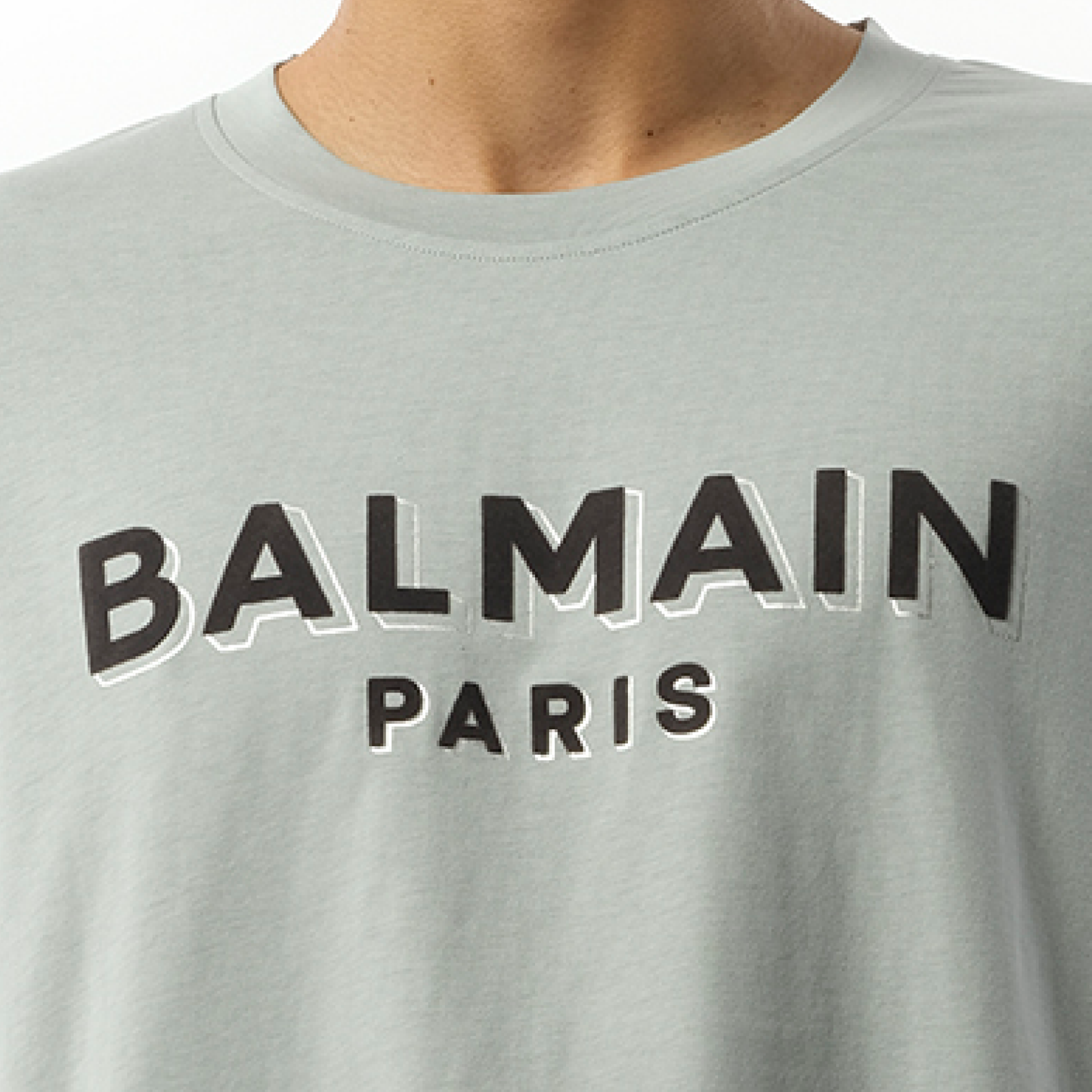 Balmain Flock 
Foil T-Shirt in Grey/Black