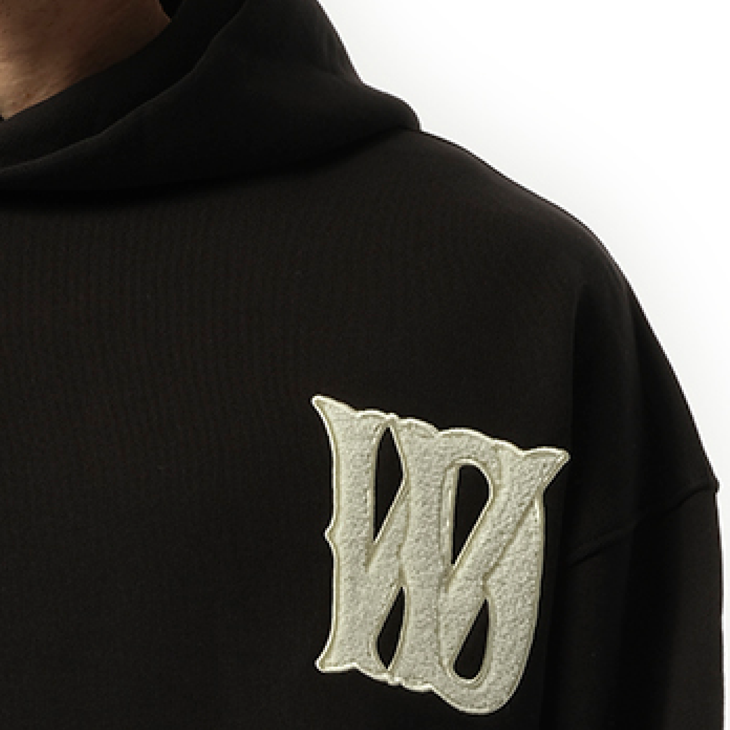 Boucle Letter Logo Hoodie in Black