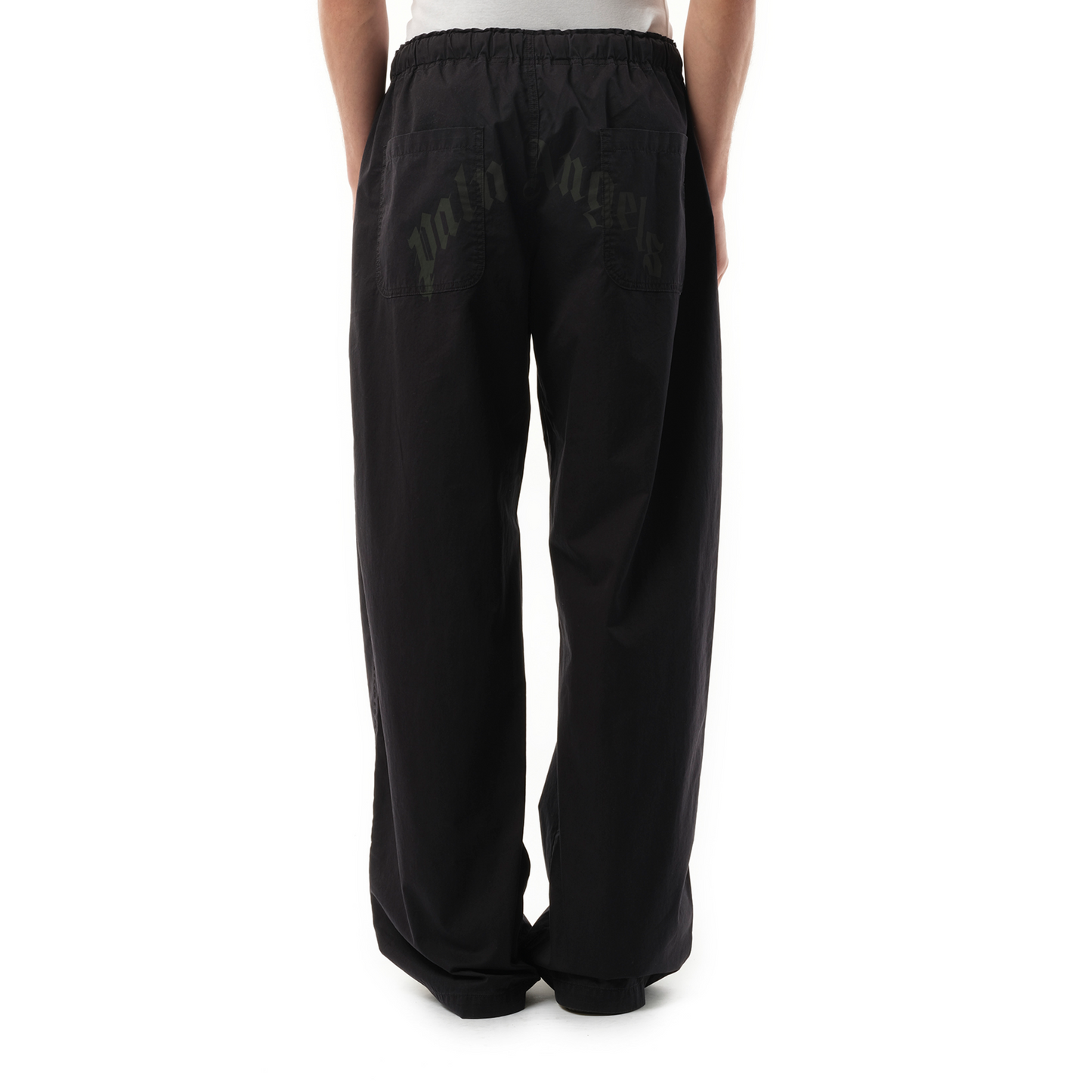 Curved Logo Loose Pants in Black