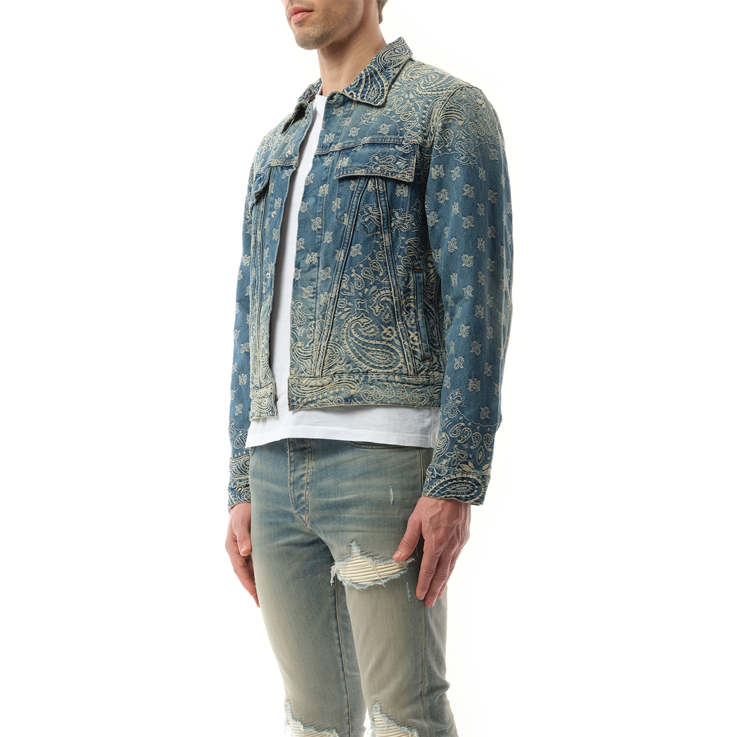 Bandana Jacquard MA Trucker Jacket in Dark Indigo