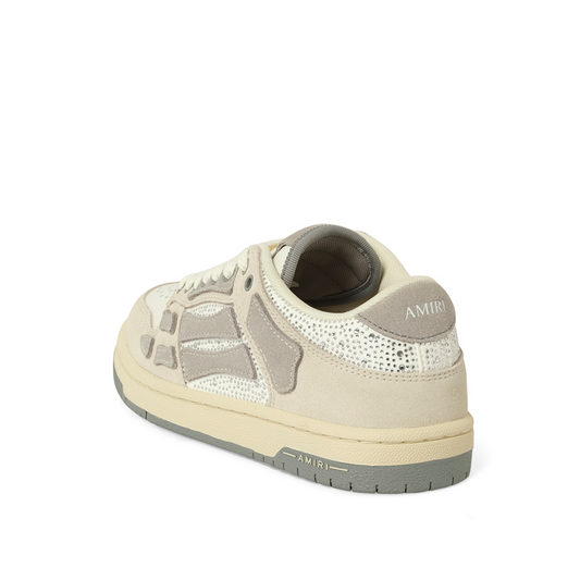 Crystal Suede Skeleton Top Low Sneaker in Birch