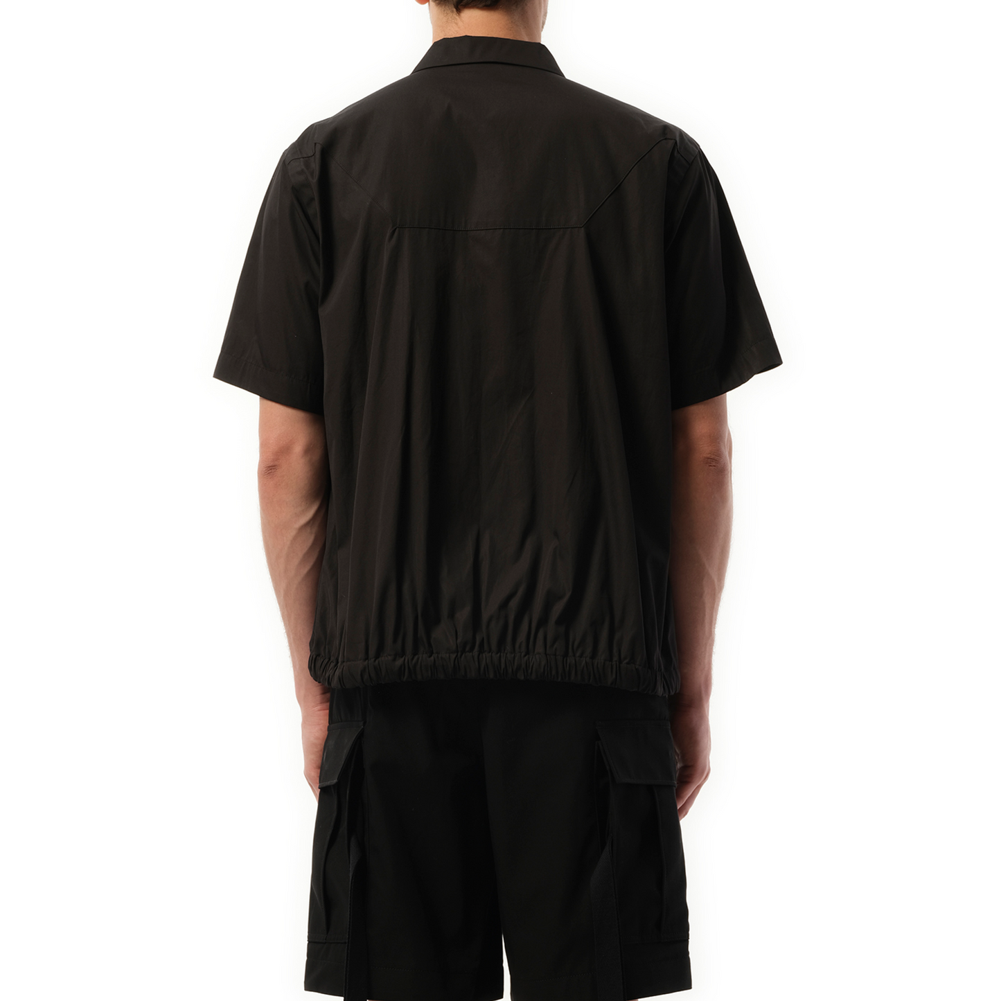 Cotton Poplin Short-sleeve Shirt in Black