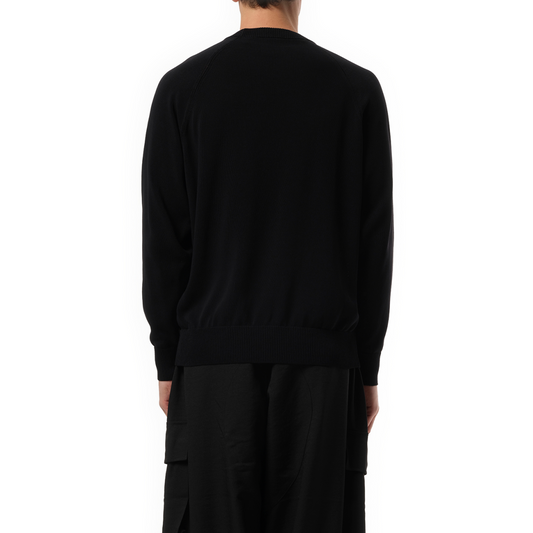 Frayed Logo Knit Sweater in Black