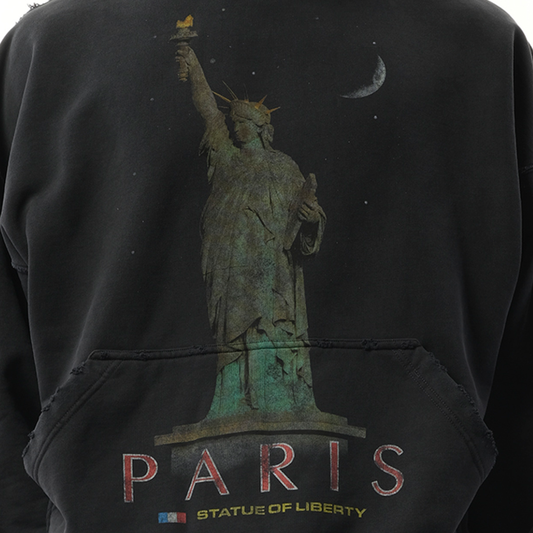 Paris Liberty Oversized Hoodie in Black