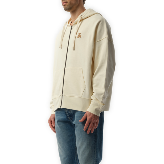 Bear in Mind Zip Hoodie in Off White/Brown