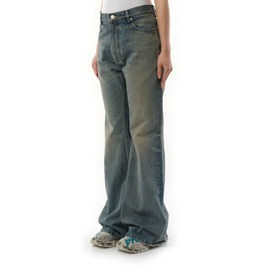 Flared Selvedge Denim Jeans in Blue