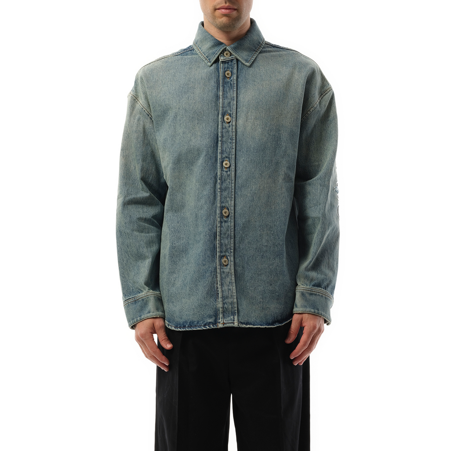 Anagram Overshirt in Washed Denim