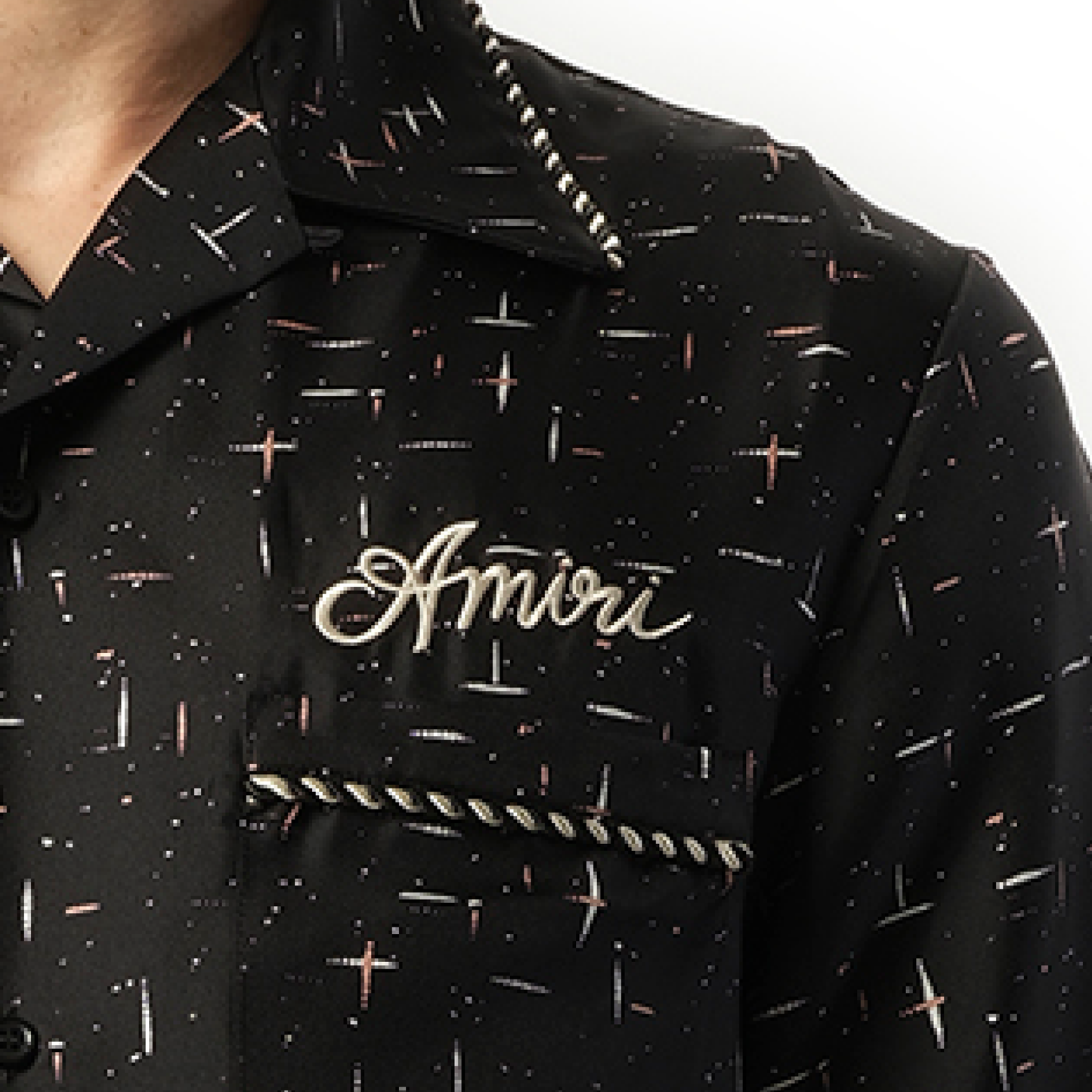 Fleck Amiri Bowling Shirt in Black