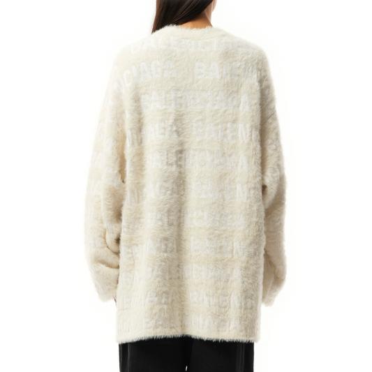 Furry Cardigan in Ivory