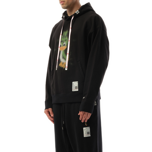 Leon Printed Hoodie in Black