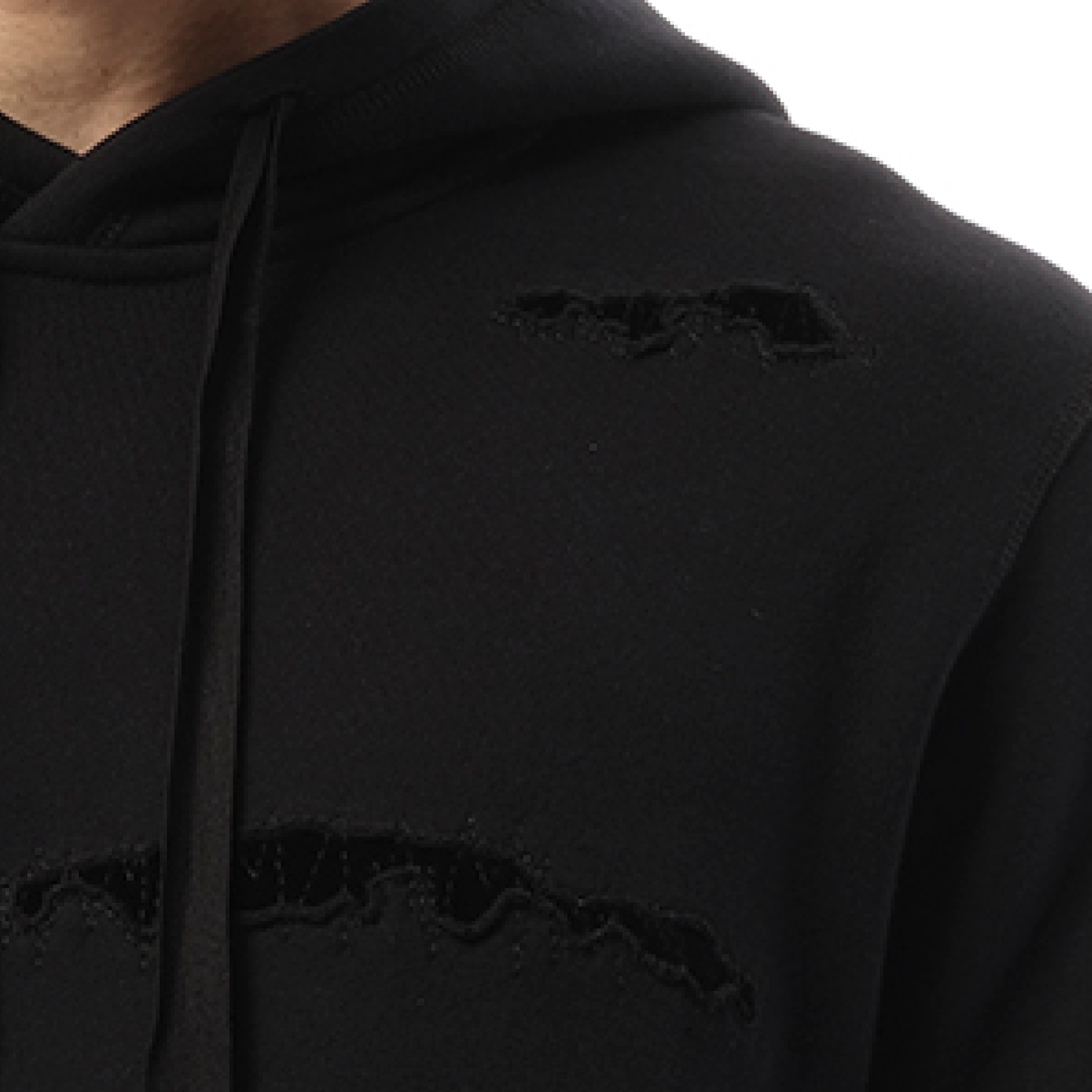 Shredded Hoodie in Black