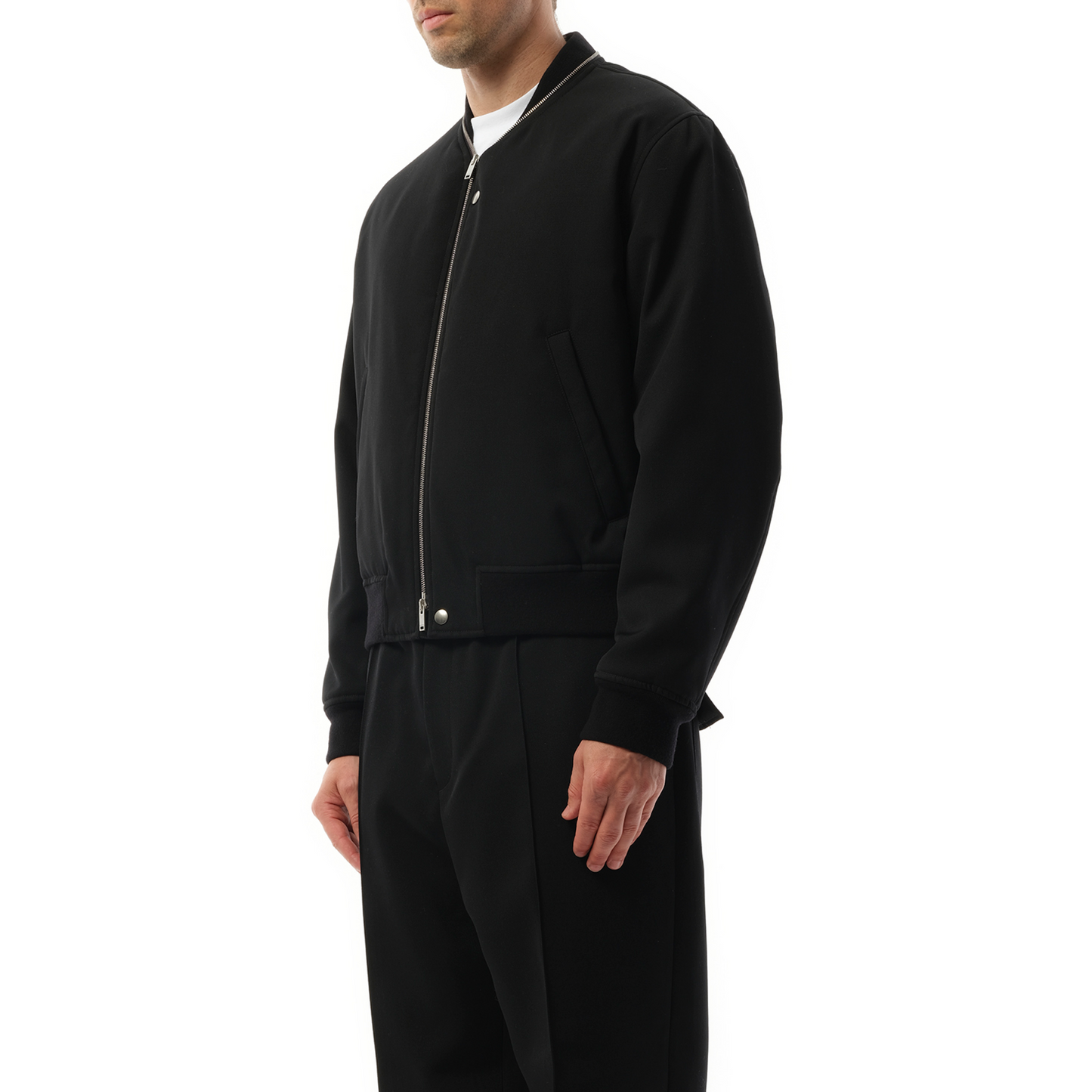 Jil Sander Zip Bomber Jacket in Black