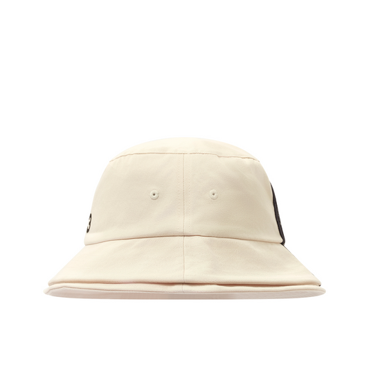 Folded 3 Stripe Bucket Hat in White