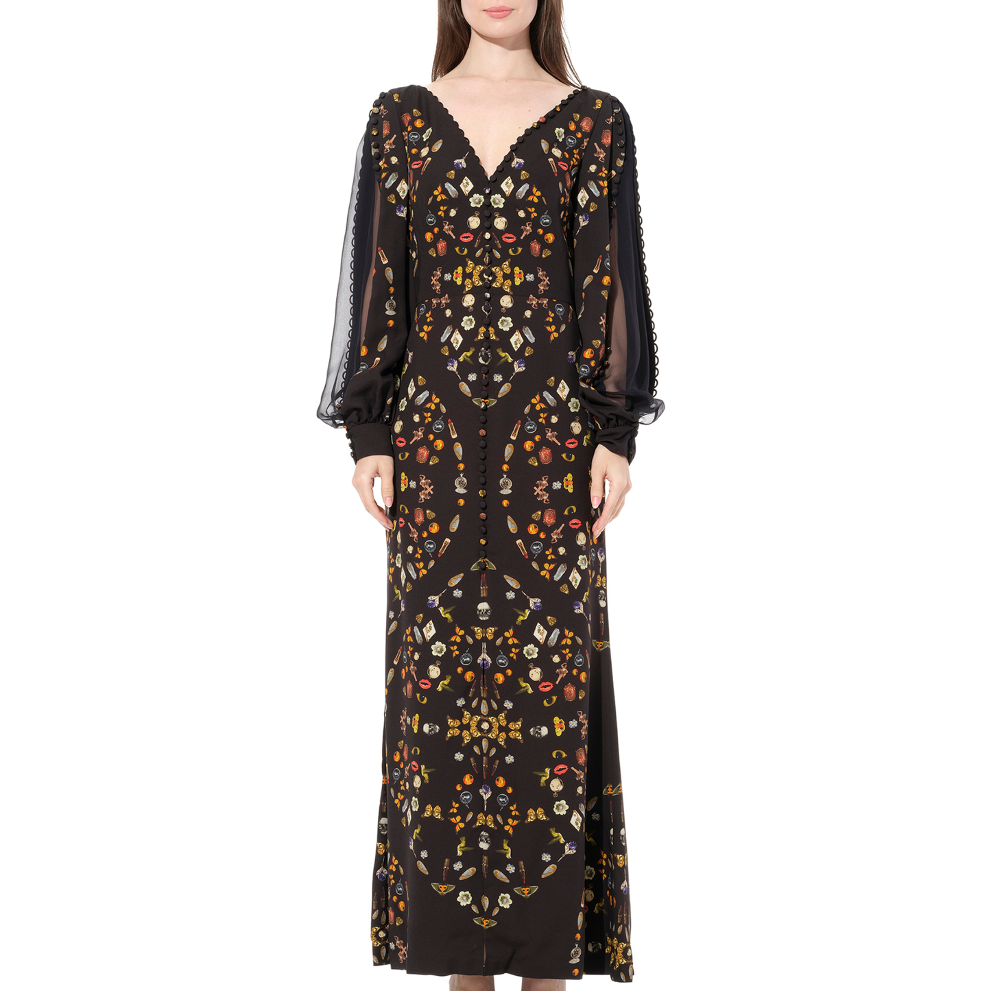 IV Long  Sleeve Silk Dress