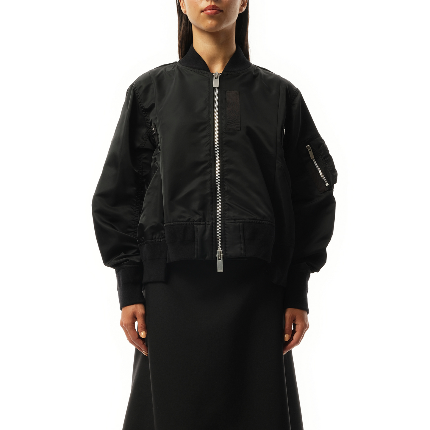 Nylon Twill Zip Blouson in Black