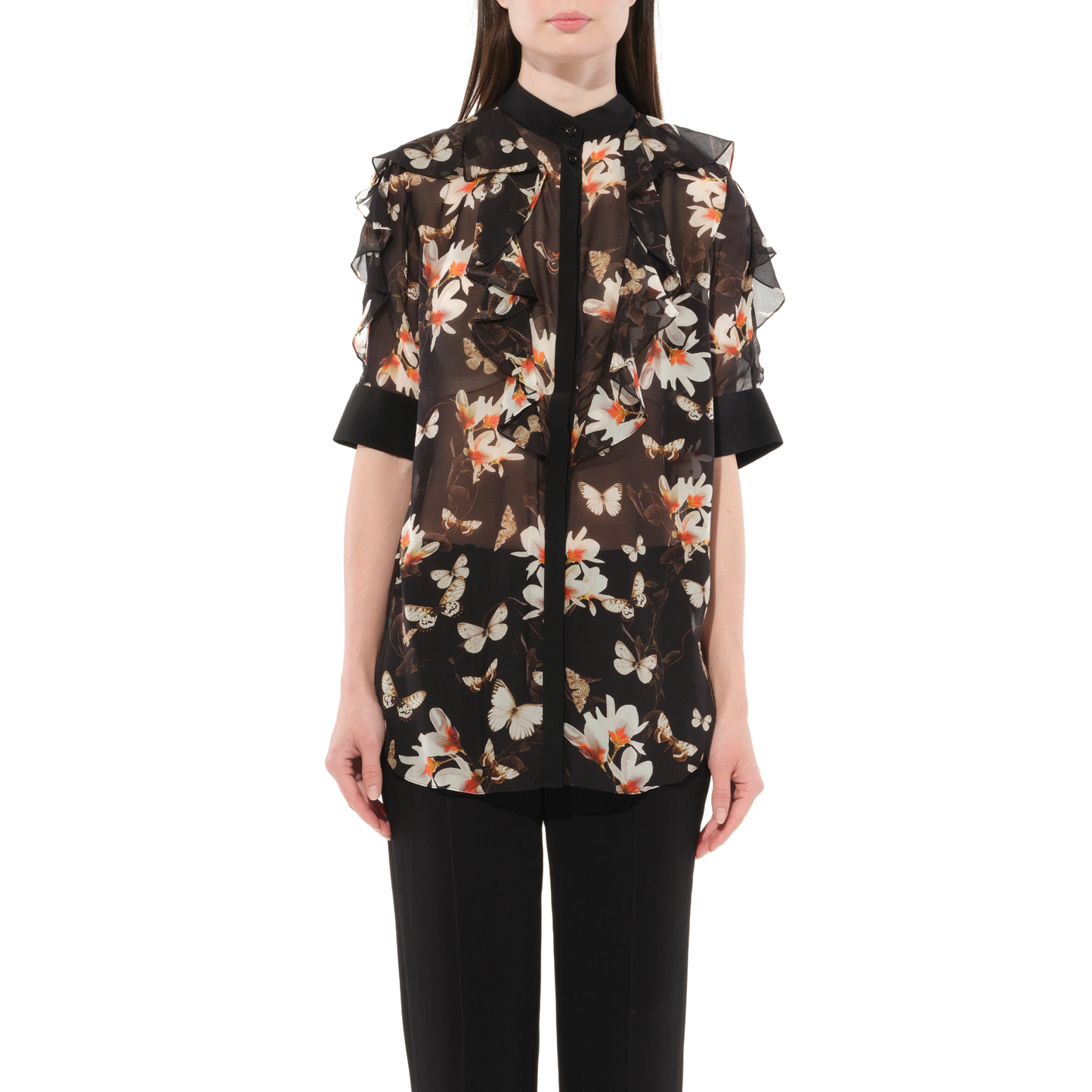 Short Sleeve Shirt with Flower Print