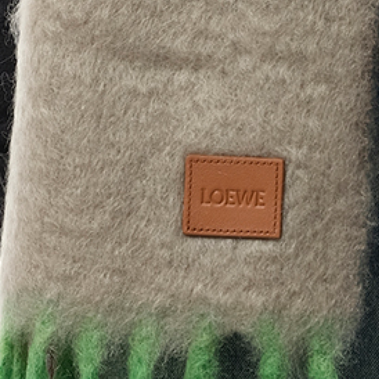 Mohair Blend Scarf in Beige/Green