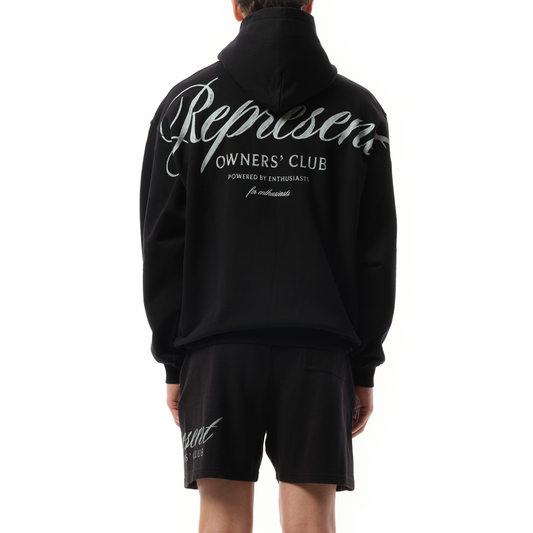 Represent Owners Club Script Hoodie in Black