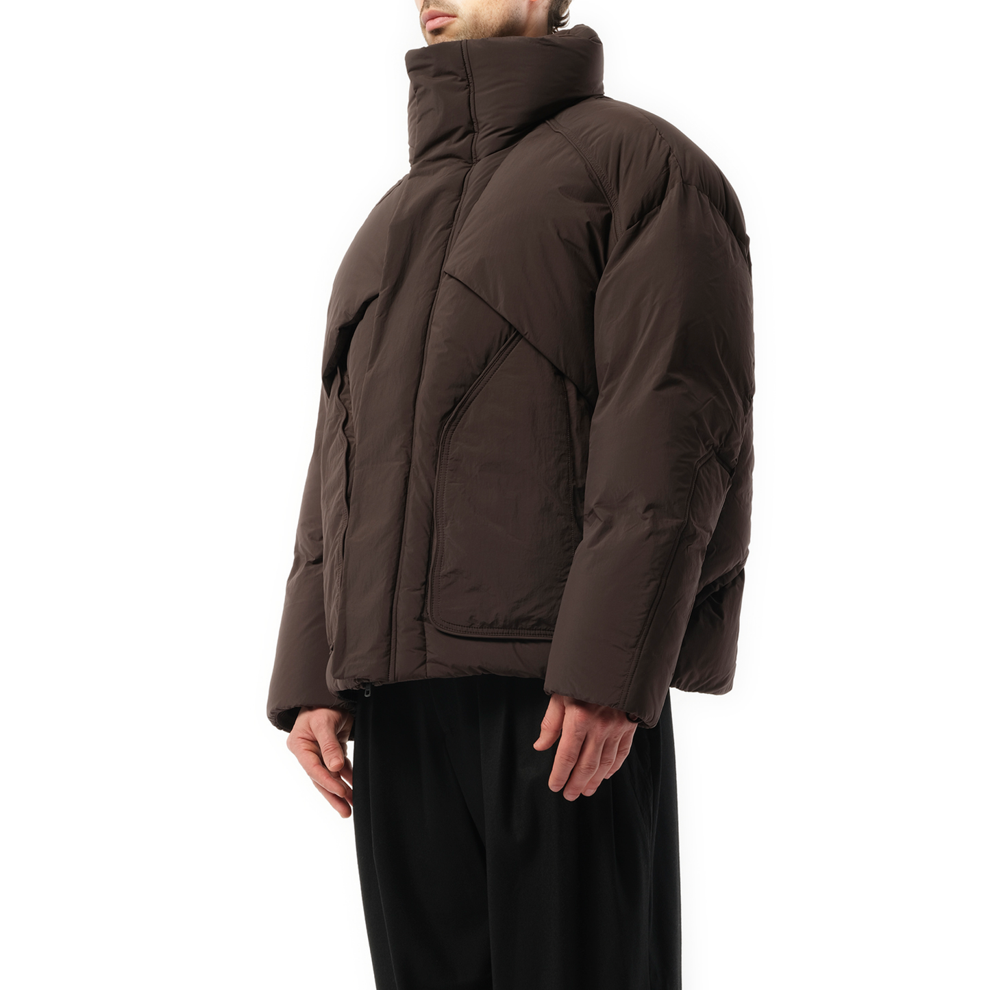 Multi Layered Goose Down Jacket in Brown