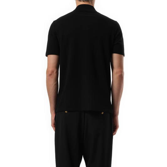 Small Coin Cotton Polo in Black/White