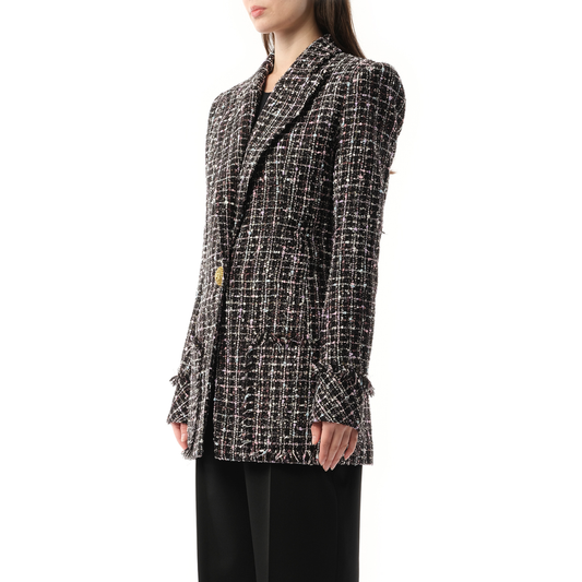 1 BTN Tweed Fitted Jacket in Black/Multicolour