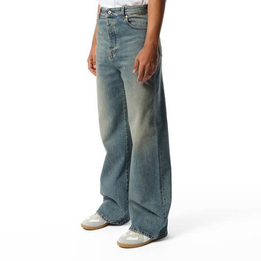 Wide Leg Jeans in Washed Denim