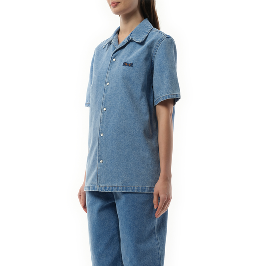 Short Sleeve Denim Shirt in Cobalt