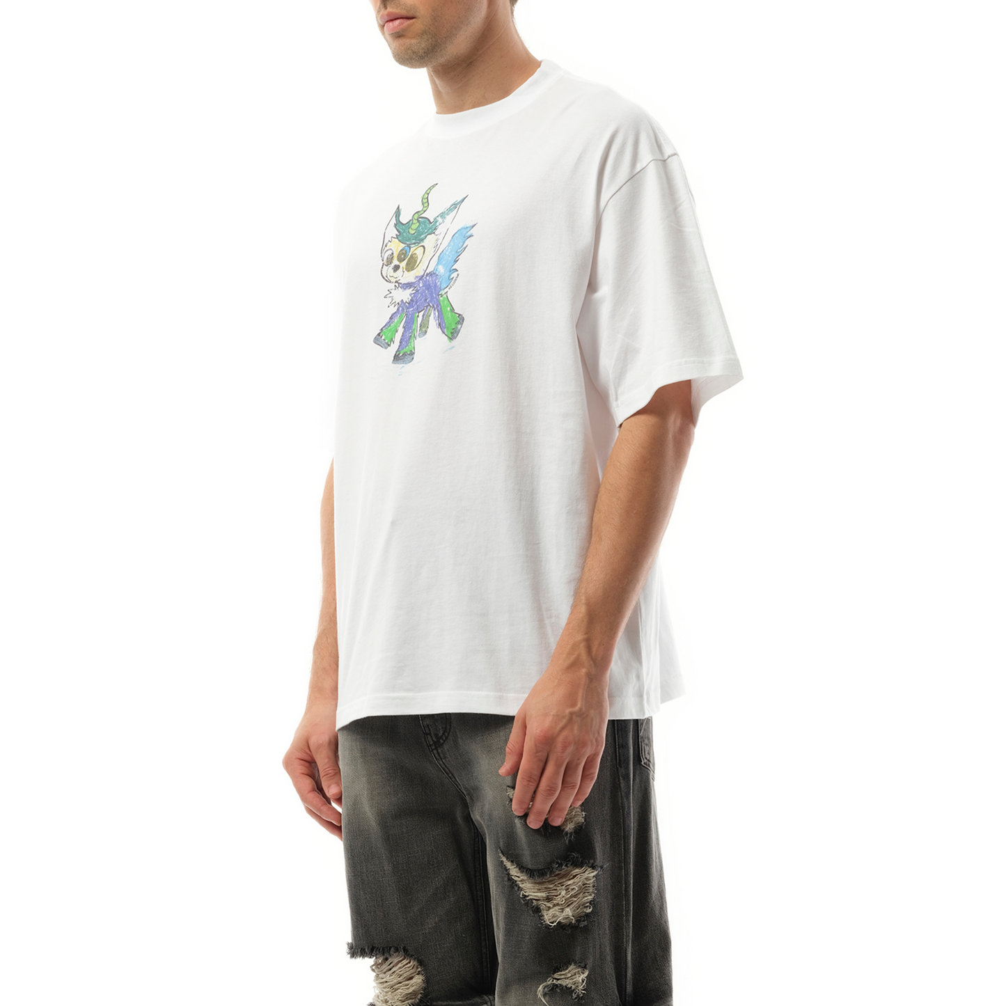 Jeff Monster Drawing T-Shirt in White