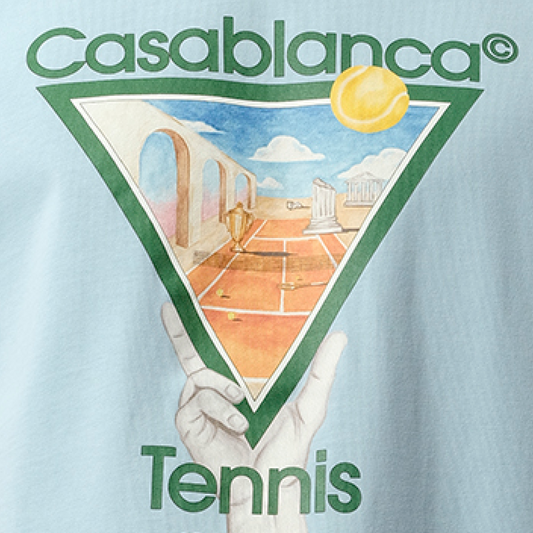 Metaphysical Tennis Icon Printed T-Shirt in Light Blue