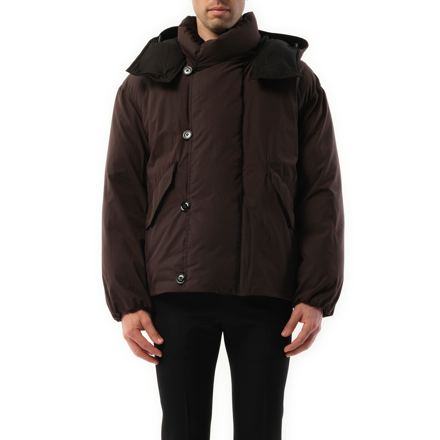 B Hooded Puffer Blouson in Espresso