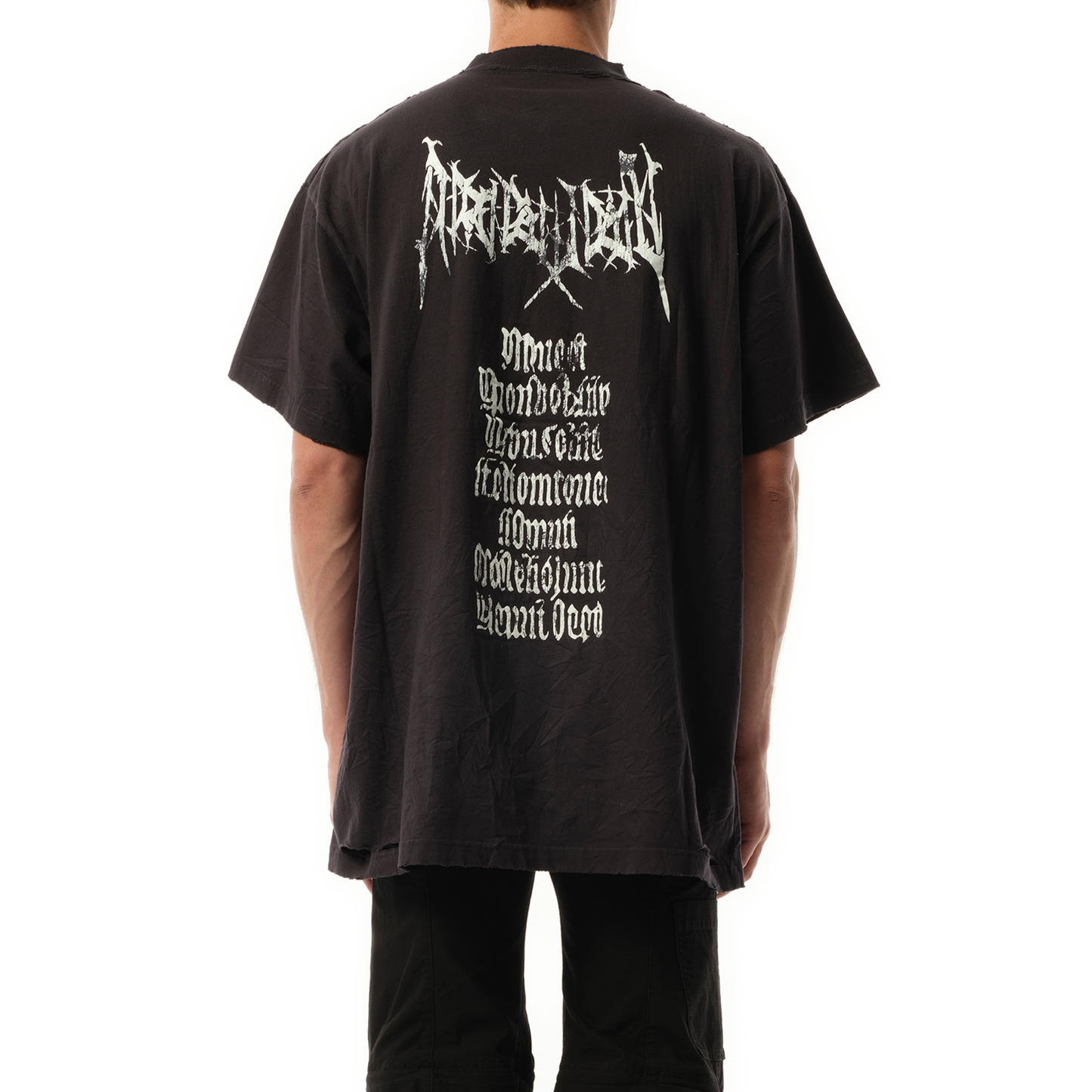 AI Metal Oversized T-Shirt in Washed Black/White