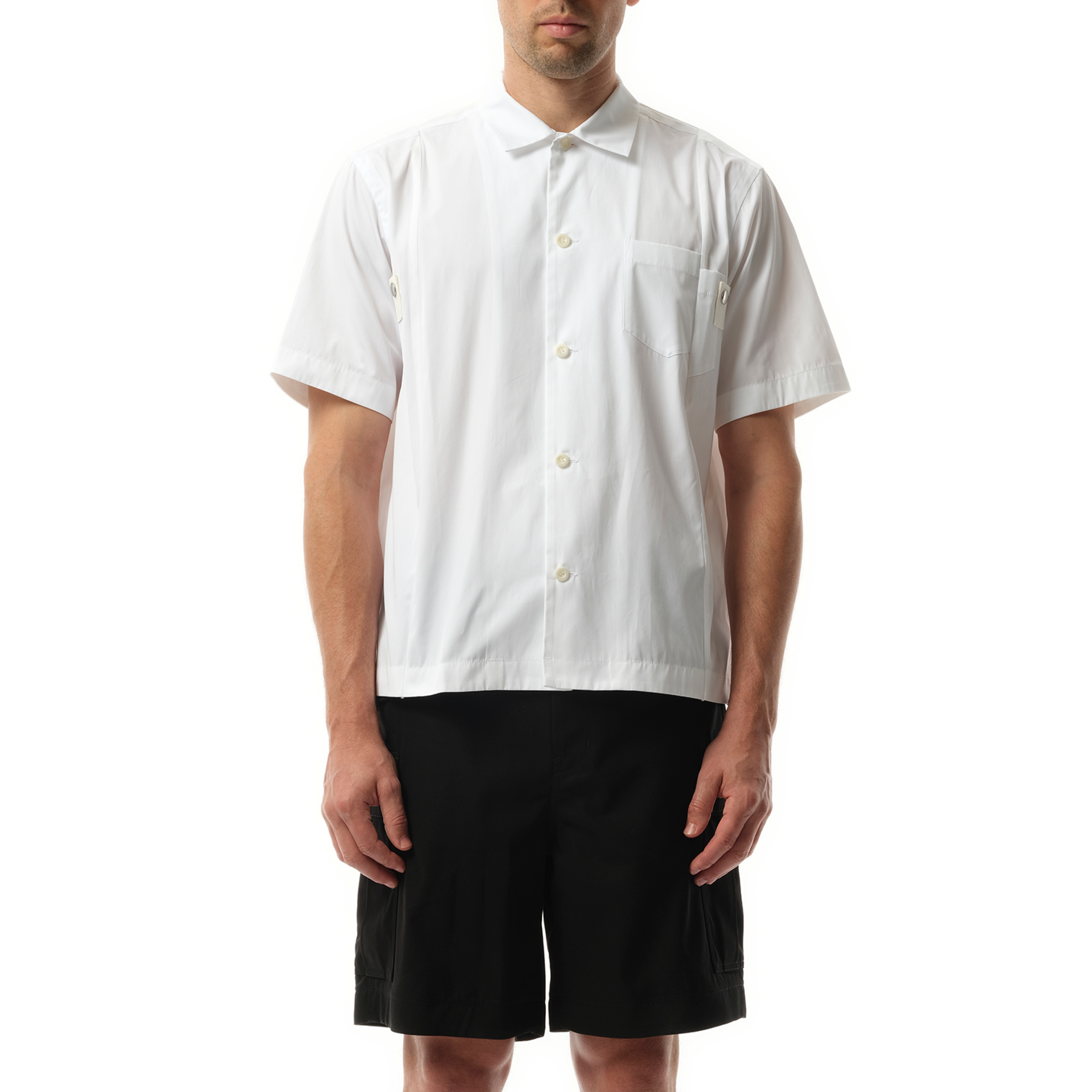 Cotton Poplin Short-sleeve Shirt in Off White