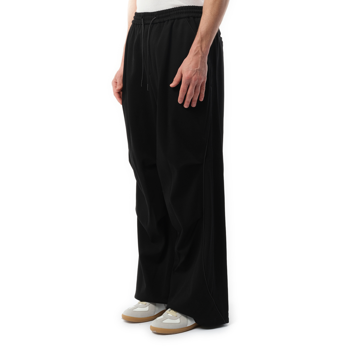 Cotton Piping Track Pants in Black