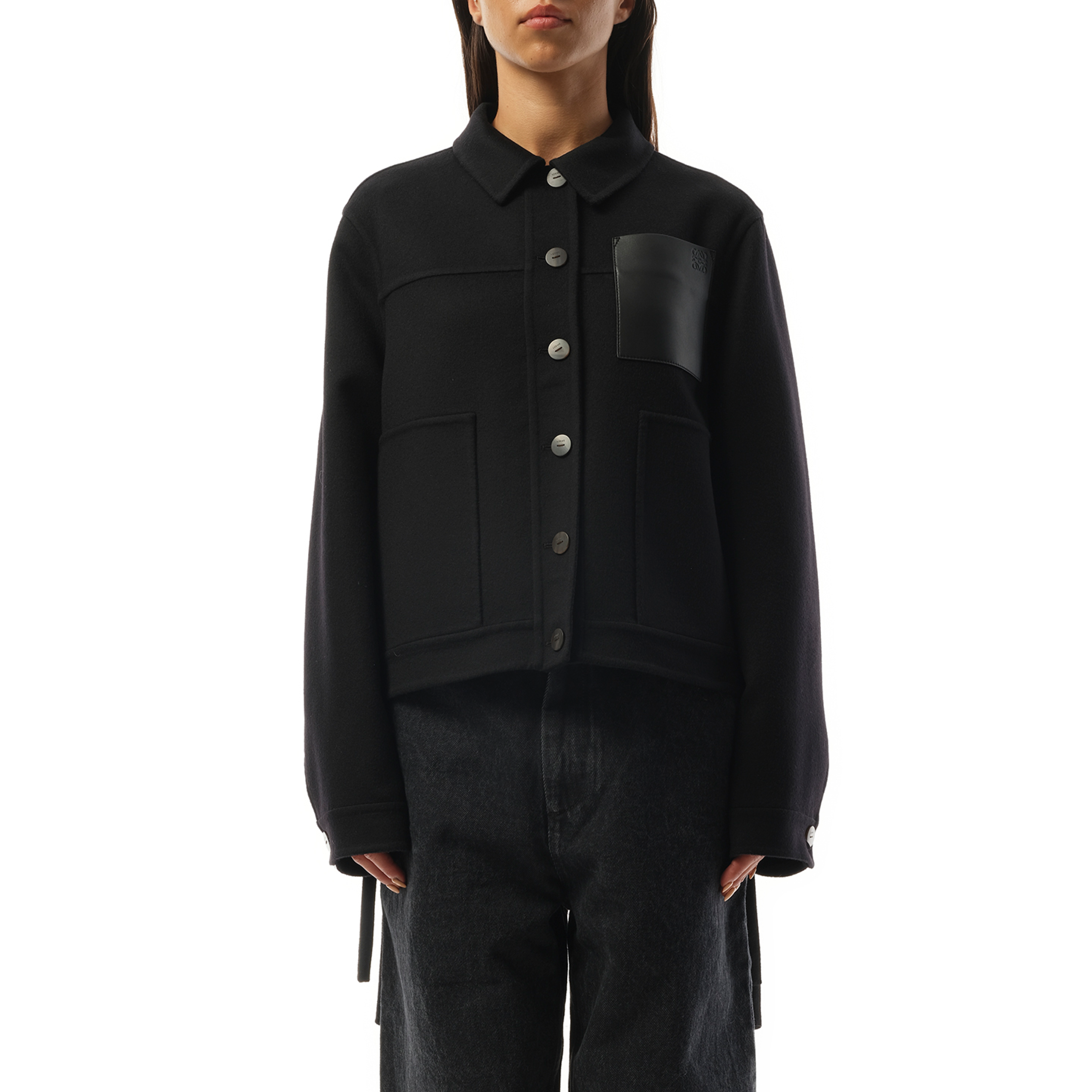 Wool Workwear Jacket in Black