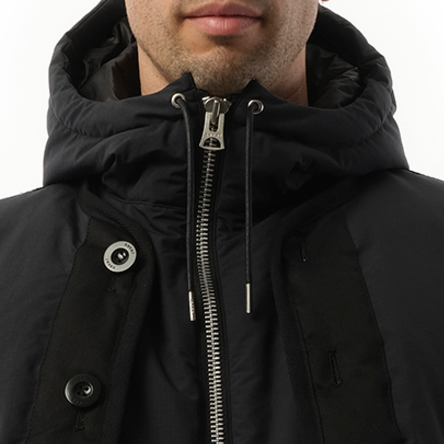 Rip Stop Hooded Blouson in Black