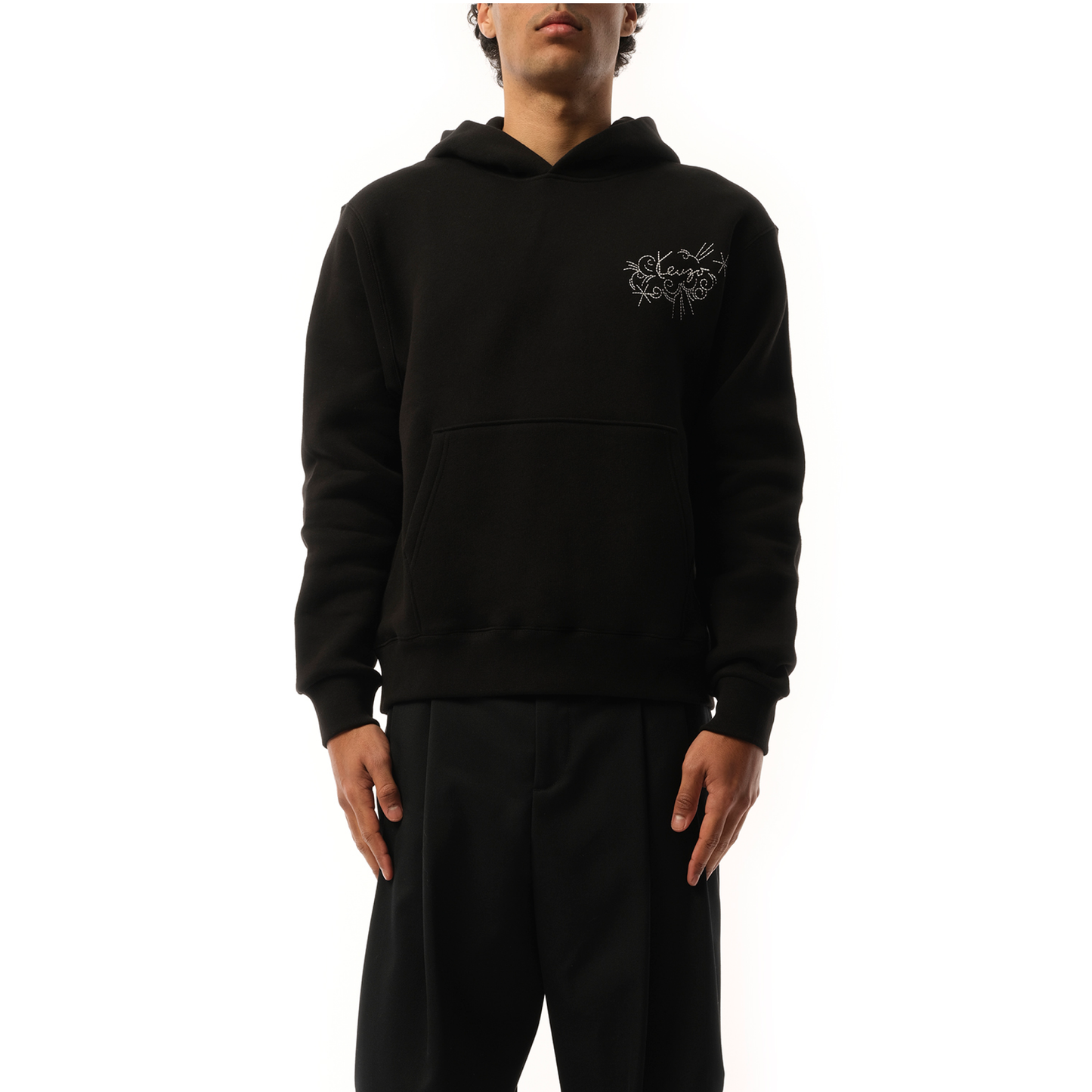 Gots Star Tiger Embroidered Hoodie in Black