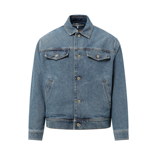 Hooded Denim Jacket in Blue