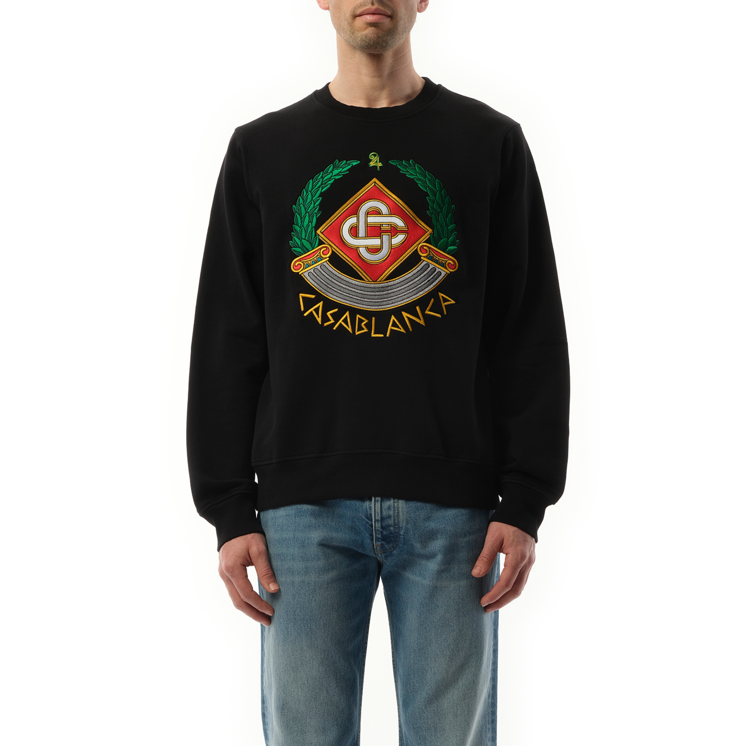 Casa Crest Embroidered Sweatshirt in Black